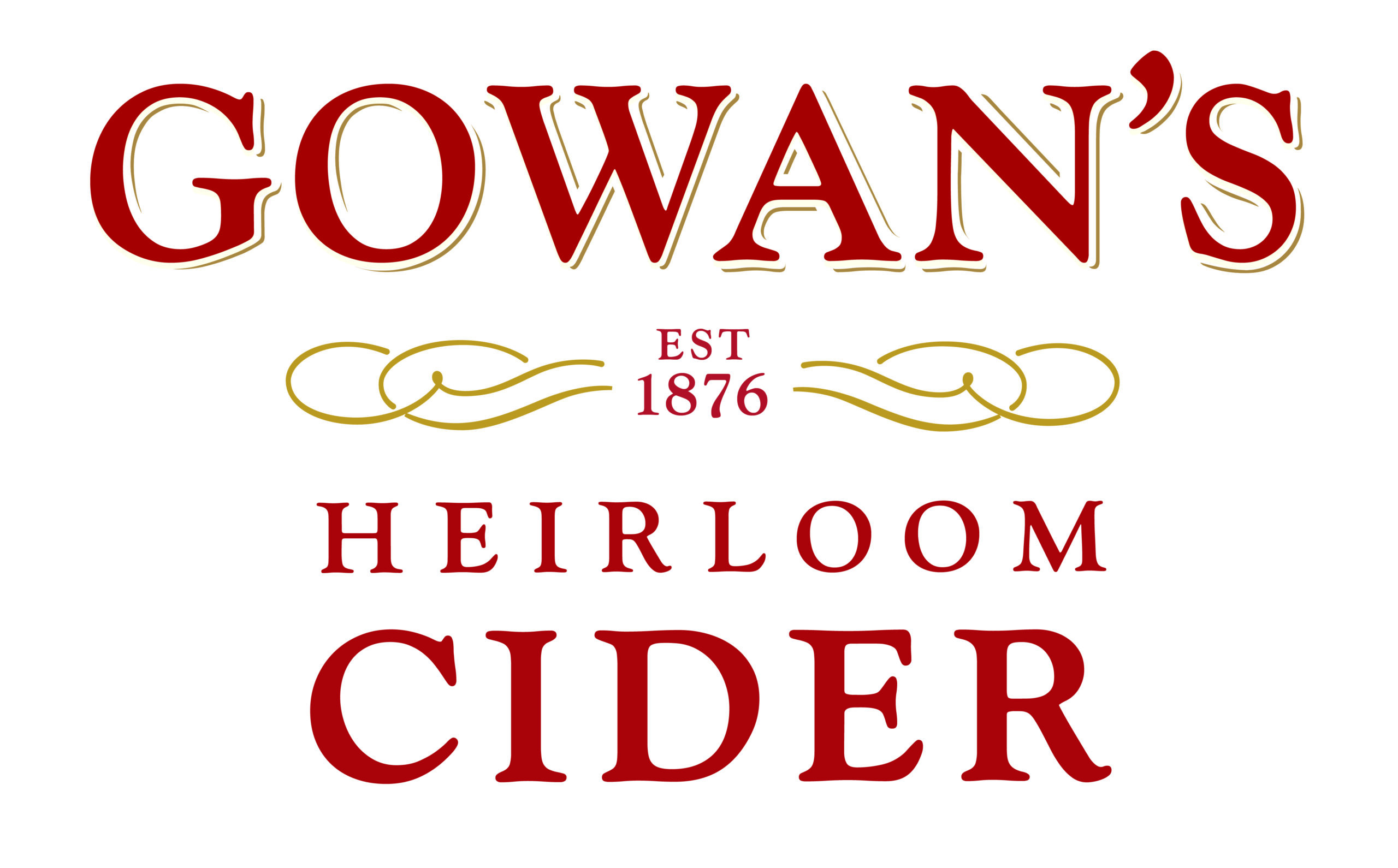 Gowans heirloom cider company logo red and gold est. 1876